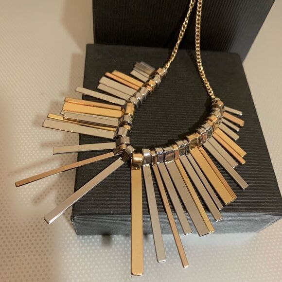 Dia and Co. Silver Gold Tone Statement Necklace - Picture 1 of 2